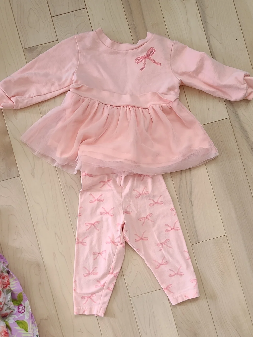 Carter's Pink Bow Tulle Top and Legging Set